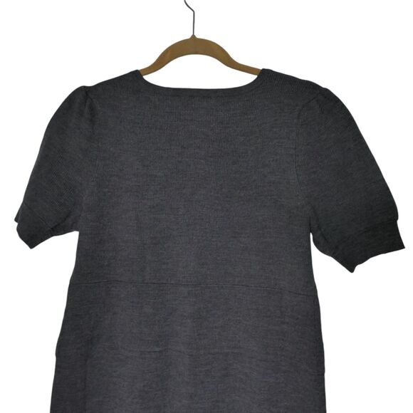 Talbots Sz Large Pure Merino Wool Short Sleeve V Neck Midi Dress Office Siren - Picture 4 of 8